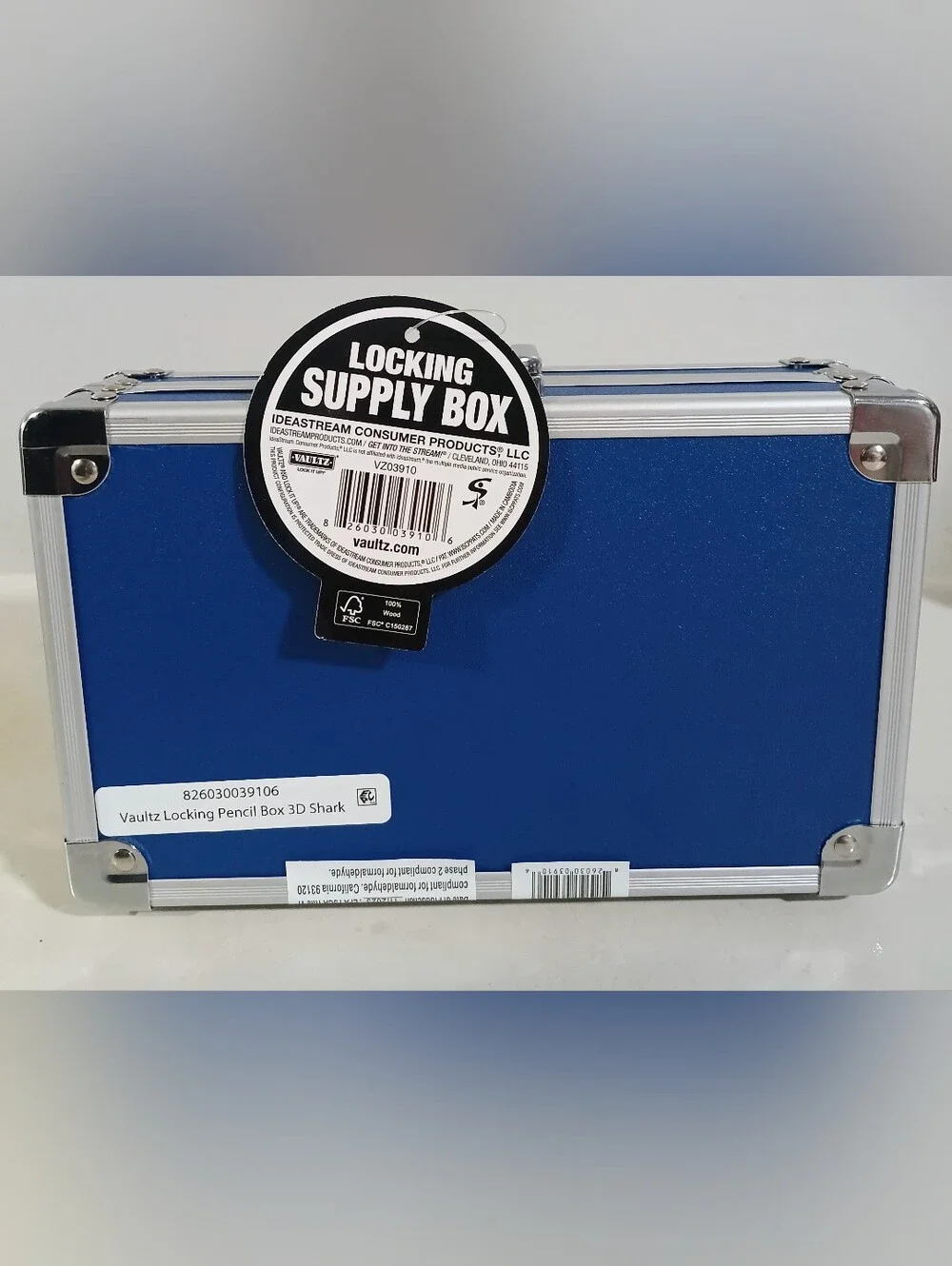 Vaultz Locking Personal Storage Box - Shark Attack Graphic - Secure Treasure.NWT